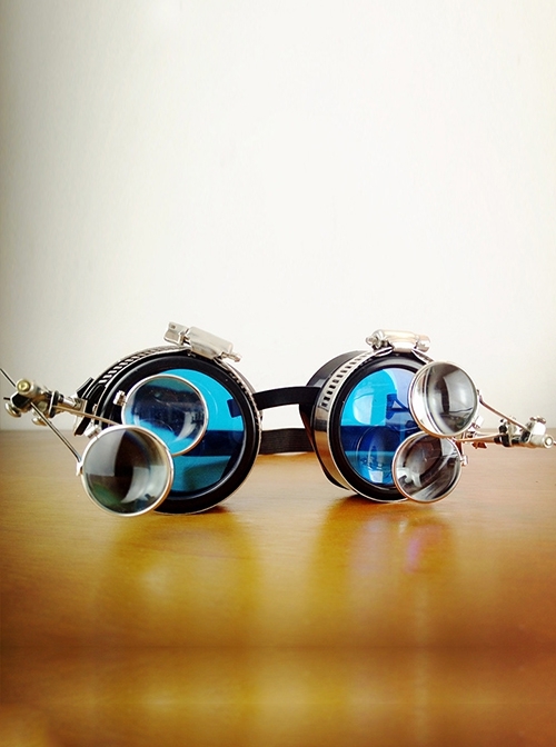 Industrial Retro Black Plastic Double Sides Magnifying Lens Decoration Punk Style Goggles