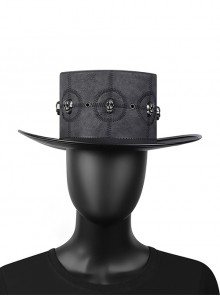 Black Creative Plague Doctor Alloy Skull Decorated Punk Style Unisex Top Hat
