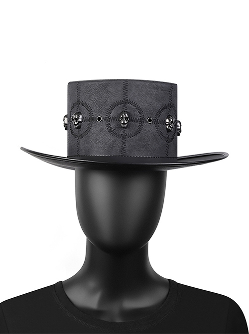 Black Creative Plague Doctor Alloy Skull Decorated Punk Style Unisex Top Hat