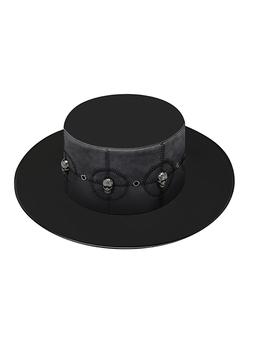 Black Creative Plague Doctor Alloy Skull Decorated Punk Style Unisex Top Hat