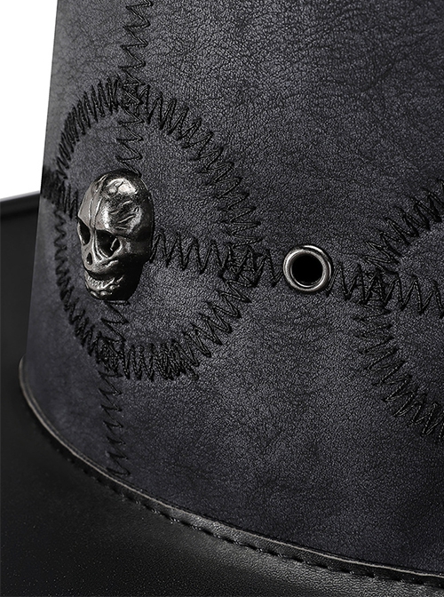 Black Creative Plague Doctor Alloy Skull Decorated Punk Style Unisex Top Hat