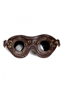 Personalized Brown Retro Leather Adjustable Gothic Outdoor Goggles