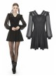 Lace Frilly V-Neck Mesh Long Sleeves Black Gothic Dress