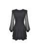 Lace Frilly V-Neck Mesh Long Sleeves Black Gothic Dress