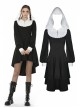 White Frilly Doll Collar Chest Zipper Waist Button Black Gothic Hoodie Dress