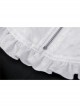 White Frilly Doll Collar Chest Zipper Waist Button Black Gothic Hoodie Dress