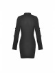 Cheongsam Collar Chest Hollow Cheongsam Buckle Long Sleeves Black Bodycon Punk Dress