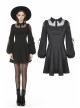 Lolita Lace Frilly Doll Collar Lace-Up Long Sleeves Black Gothic Dress