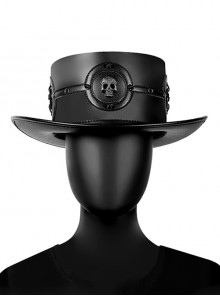 Plague Doctor Black PU Leather Tabby Skull Punk Unisex Hat