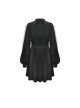 Lace See-Through Square Neck Cross Pendant Long Sleeves Black Gothic Dress