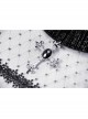 Lace See-Through Square Neck Cross Pendant Long Sleeves Black Gothic Dress