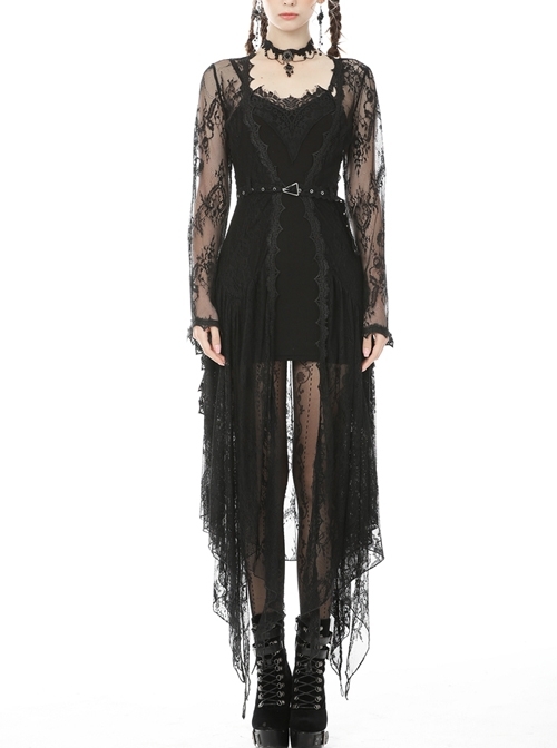 Black Lace Gothic Knitted Slim Sling Dress