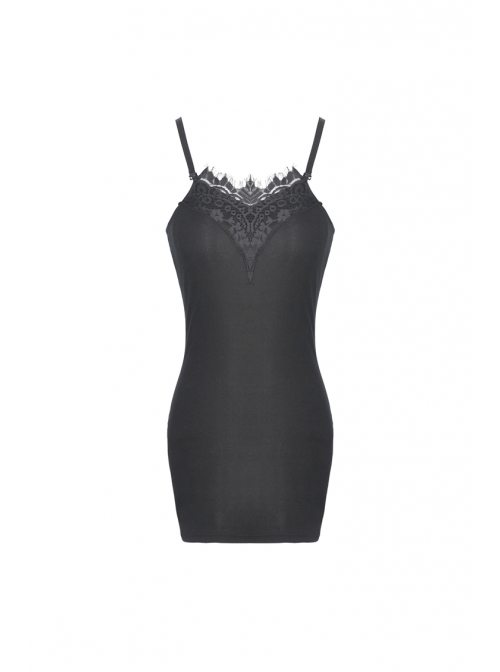 Black Lace Gothic Knitted Slim Sling Dress