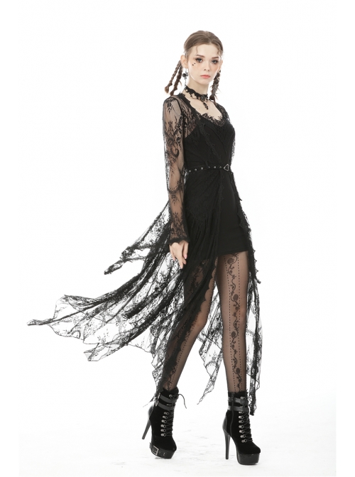 Black Lace Gothic Knitted Slim Sling Dress