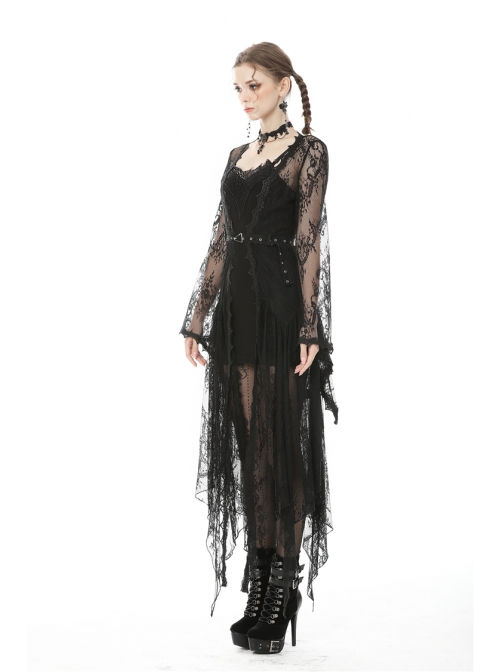 Black Lace Gothic Knitted Slim Sling Dress