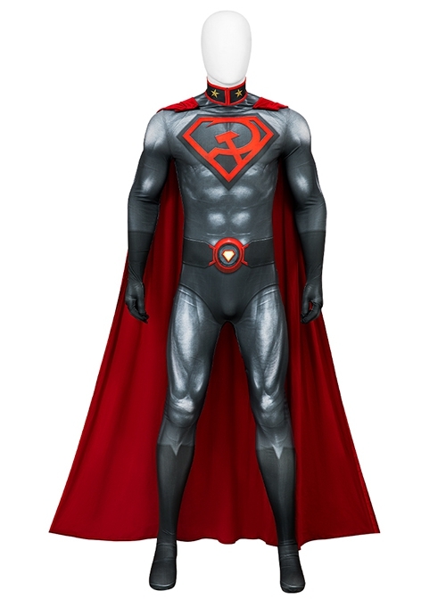 Comic Superman Red Son Halloween Cosplay Costume Superman Bodysuit Full Set