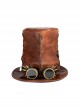 Retro Brown PU Leather Embossed Rope Tall Punk Unisex Top Hat