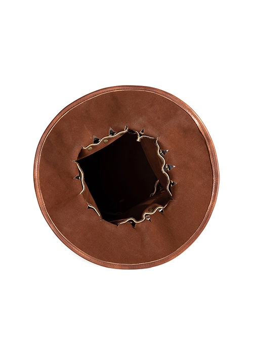 Retro Brown PU Leather Embossed Rope Tall Punk Unisex Top Hat