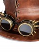 Retro Brown PU Leather Embossed Rope Tall Punk Unisex Top Hat
