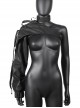 Black Polyester Embossed Wrap Neck Suspenders Punk Long Sleeve Arm Sleeves