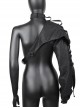 Black Polyester Embossed Wrap Neck Suspenders Punk Long Sleeve Arm Sleeves