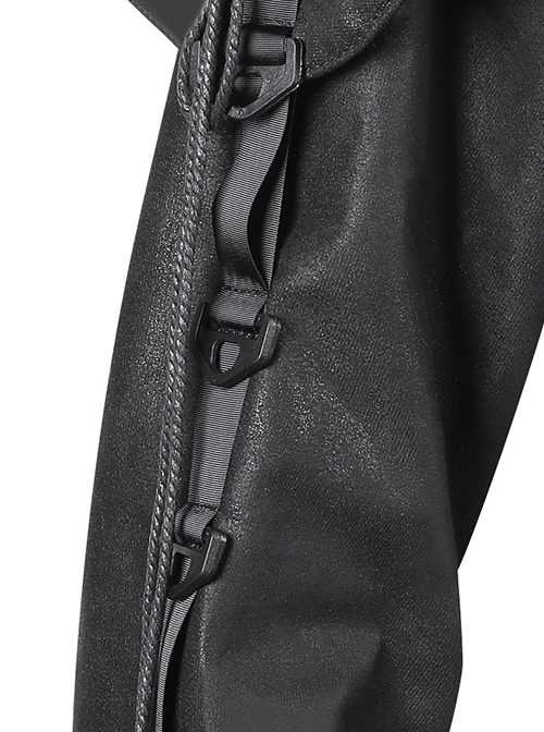 Black Polyester Embossed Wrap Neck Suspenders Punk Long Sleeve Arm Sleeves