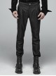 Gothic Male Black Casual Stripe Woven Fabric Trousers