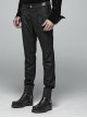 Gothic Male Black Casual Stripe Woven Fabric Trousers