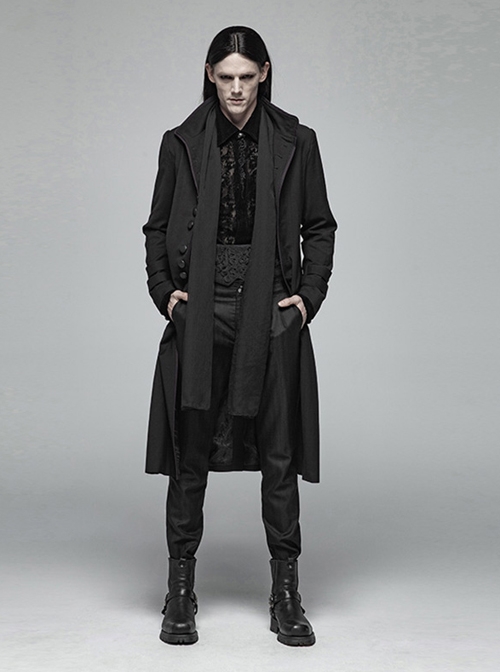 Gothic Male Black Casual Stripe Woven Fabric Trousers
