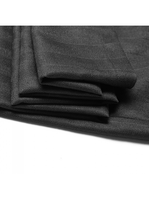 Gothic Male Black Casual Stripe Woven Fabric Trousers