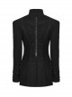 Black Stretch Slim Stand Collar Eyelet Rope Zipper Punk Denim Long Sleeve Jacket