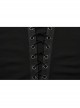 Stretch Black Knit Short High Waist Line Sexy V-Neck Hollow Tie Rope Gothic Style Long-Sleeved Off-Shoulder T-Shirt