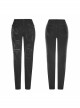 Punk Female Black Ripped Metal Chains Jeans