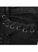 Punk Female Black Ripped Metal Chains Jeans