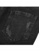 Punk Female Black Ripped Metal Chains Jeans