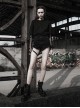 Steam Punk Casual Female Ripped Binding Black Shorts