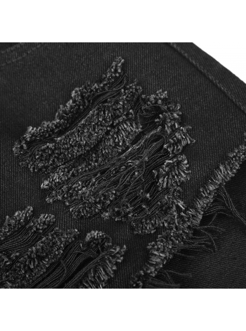 Steam Punk Casual Female Ripped Binding Black Shorts