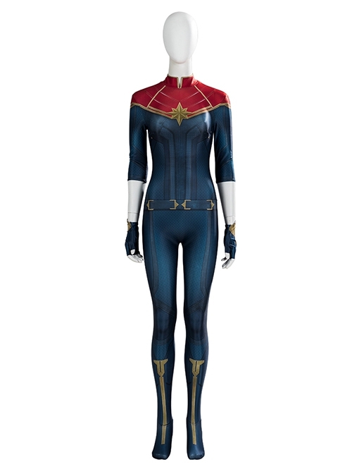 Movie The Marvels Captain Marvel 2 Carol Danvers Battle Suit Halloween Cosplay Costume Bodysuit Full Set