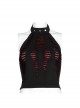 Sexy Black And Red Stretch Knit Stitching Spider Pattern Mesh Adjustable Scarf Punk Style Daily Hollow Sleeveless Vest