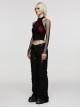 Sexy Black And Red Stretch Knit Stitching Spider Pattern Mesh Adjustable Scarf Punk Style Daily Hollow Sleeveless Vest