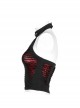 Sexy Black And Red Stretch Knit Stitching Spider Pattern Mesh Adjustable Scarf Punk Style Daily Hollow Sleeveless Vest