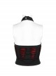 Sexy Black And Red Stretch Knit Stitching Spider Pattern Mesh Adjustable Scarf Punk Style Daily Hollow Sleeveless Vest