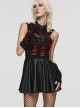 Personalized Black And Red Spider Pattern Mesh Fabric Tailoring Design Cuffs With Removable Metal Rings Gothic Style Gloves