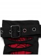 Personalized Black And Red Spider Pattern Mesh Fabric Tailoring Design Cuffs With Removable Metal Rings Gothic Style Gloves