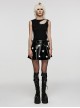 Black Stretch Knit Shoulder Personality Rivet Hollow Out Decoration Punk Style Daily Sleeveless Vest