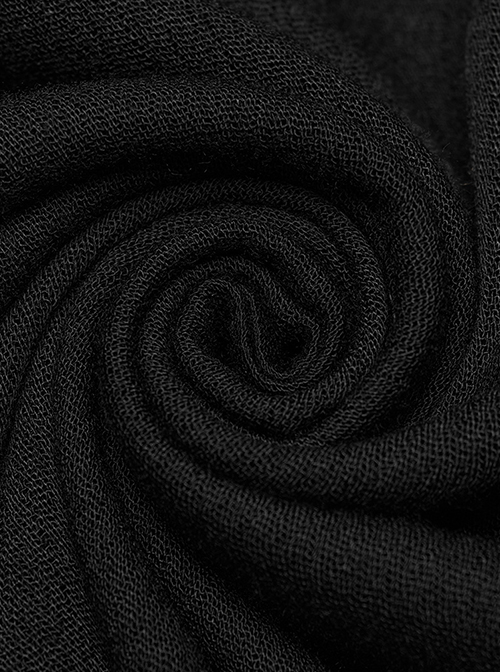 Black Muscular Cotton Sexy Deep V-Neck Velvet Webbing Gothic Style Long-Sleeved Lace Shirt