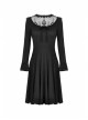 Black Lolita Chest Flower Mesh Lace-Up Long Sleeves Gothic Dress