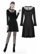 Black Lolita Chest Flower Mesh Lace-Up Long Sleeves Gothic Dress