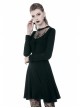 Black Lolita Chest Flower Mesh Lace-Up Long Sleeves Gothic Dress