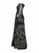Exquisite Black And Gold Patterned Hollow Mesh Sexy One-Line Collar Gothic Style Rope Dress